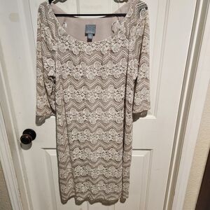 Vintage 90s Lace Floral Long Sleeve Shift Dress Cottagecore Feminine Dainty XL